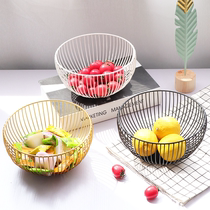 ins Nordic creative wrought iron fruit basket living room household snacks sugar dried fruit storage basket modern simple fruit plate