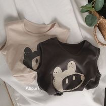 Pro-skin-soft soft fabric 2022 Summer South Korean childrens baby baby sleeveless vest printed T-shirt blouse