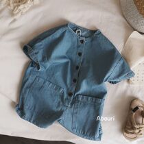 With Feels One Child Denim Conjoined Pants South East Gate Male Girl Girl Jeans 50% Pants 2022 Summer