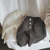 2022 Fall New Products Practical Korea Children Cotton Hemp Loose Side Radish Pants Boy Girl Three Buttons Casual Pants