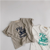 100 hitch Han Fan ~ male and female children printed letters round neck T-shirts 2022 Summer new short sleeves 100 hitch blouses