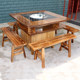 단단한 나무 냄비 테이블 상업용 대리석 꼬치 원형 테이블 유도 밥솥 무연 통합 냄비 테이블과 의자 조합