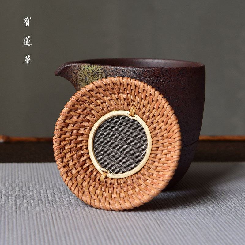 Handmade rattan woven steel mesh tea filter healthy stainless steel filter tea leak fine tea filter kung fu tea ceremony accessories