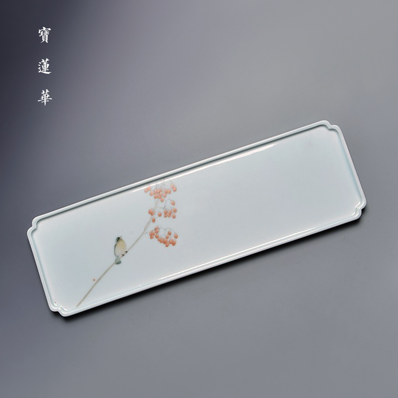 Jingdezhen young pottery hand-painted pot bearing retro Ru kiln glazed pot holder celadon dry tea tray tea holder