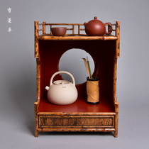 Clear Style Two-To-One-Drawer Plum Deer Bamboo Tea Shed Bao Lian Huahua Handmade Tea Cabinet Tea Box Tea Box Tea holding stand Tea Todai