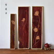 Manual engraving of old wooden planks carved tea paths Pendulum Pieces Tea Room Hanging Painting Tea Totai Dry Tea Cups of Tootto Tootto
