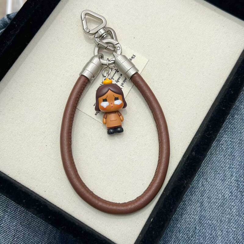 Authentic Bubble Mart Cute High-End Microfiber Leather Strap Phone Chain Pendant Keychain Wrist Anti-Loss Chain Trendy Toy
