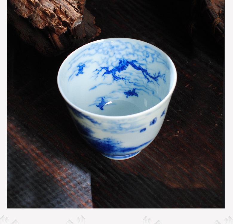 The Owl up jingdezhen hand - made porcelain tea set characters informs the fine checking ceramic masters cup single CPU