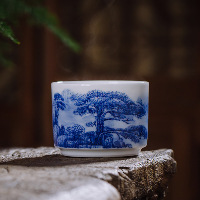Lord kilns Jingdezhen Qinghua tea tea tea tea master's tea master's tea master's cup of tea drinking cup single tea cup
