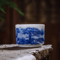 Xiaoyao Jingdezhen blue and white tea set hand-painted tea cup ceramic Kung Fu Tea Master Cup single tea cup