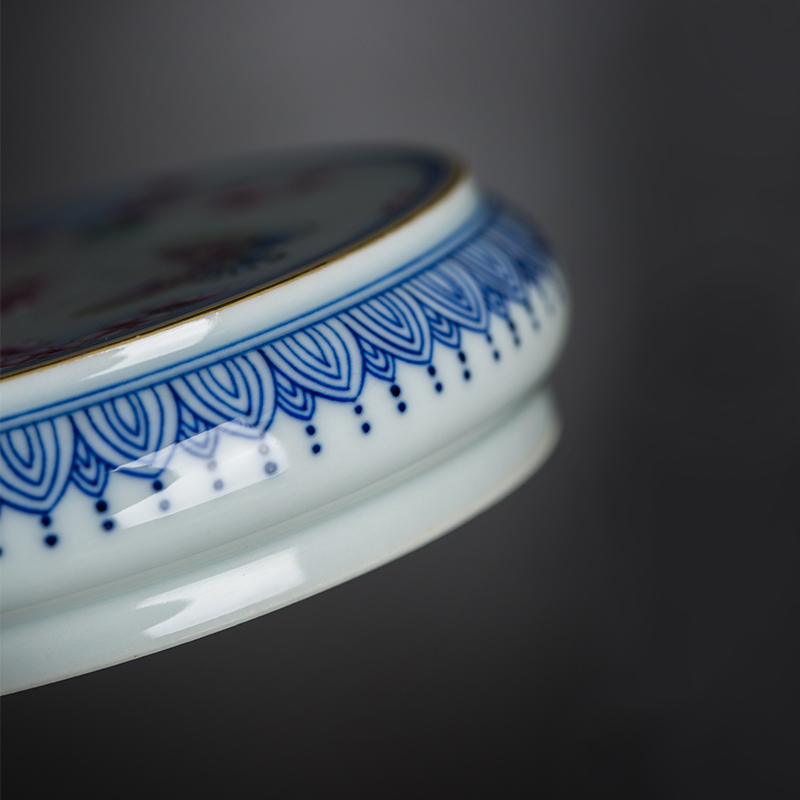 The Owl up jingdezhen ceramics by hand kung fu tea accessories large blue and white colored enamel cover lid doesn