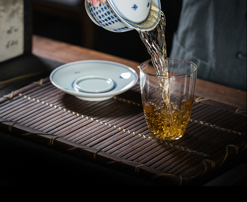 The Owl up jingdezhen porcelain hand - made tea heart sutra tureen kung fu tea cup draw archaize blue glaze ceramic