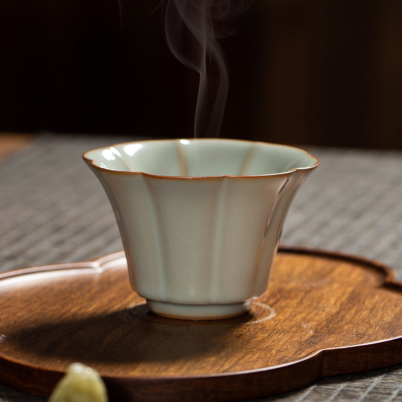 Owl up jingdezhen tea set your up manually open the slice porcelain glaze master cup single CPU kung fu tea cup flower cup