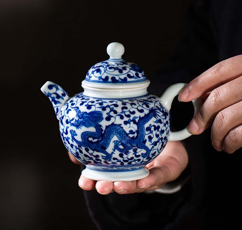 Blue and white teapot owl up jingdezhen ceramics by hand mercifully kung fu tea set branch lotus archaize longfeng lines compose ball pot