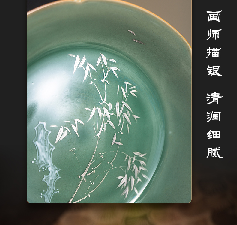 The Owl up with jingdezhen ceramic name plum green tureen tea set manually second cup hand - made see colour elegant bamboo wing cup