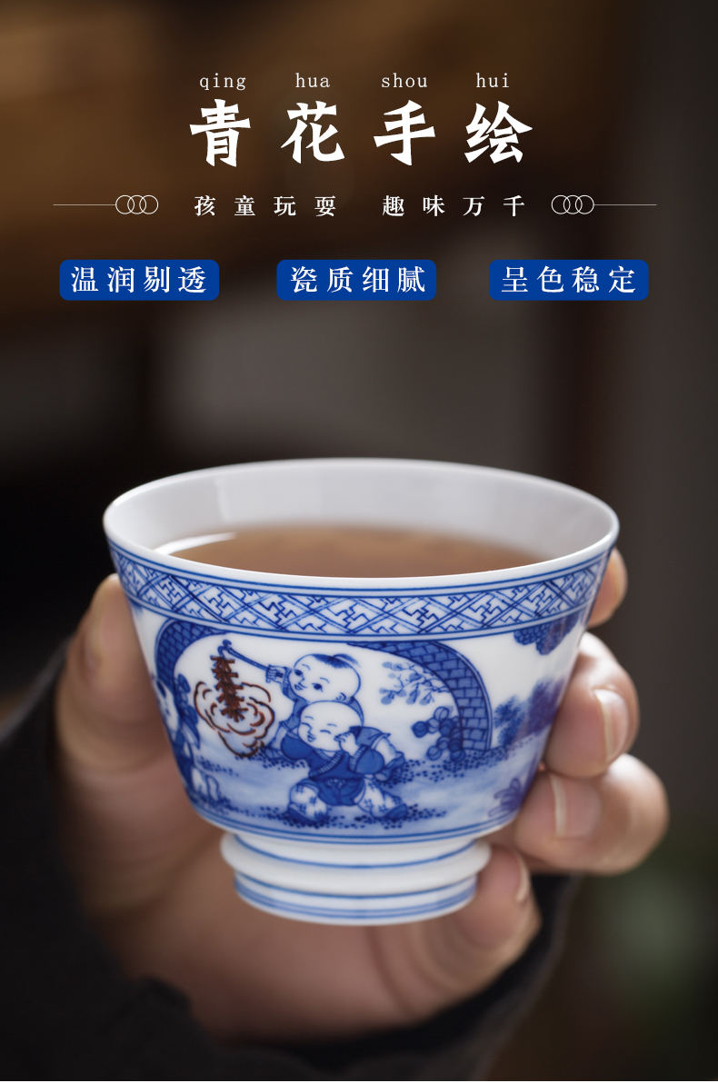 Antique owl up with jingdezhen ceramic tea set sample tea cup cup master cup pure hand - made porcelain lad cups