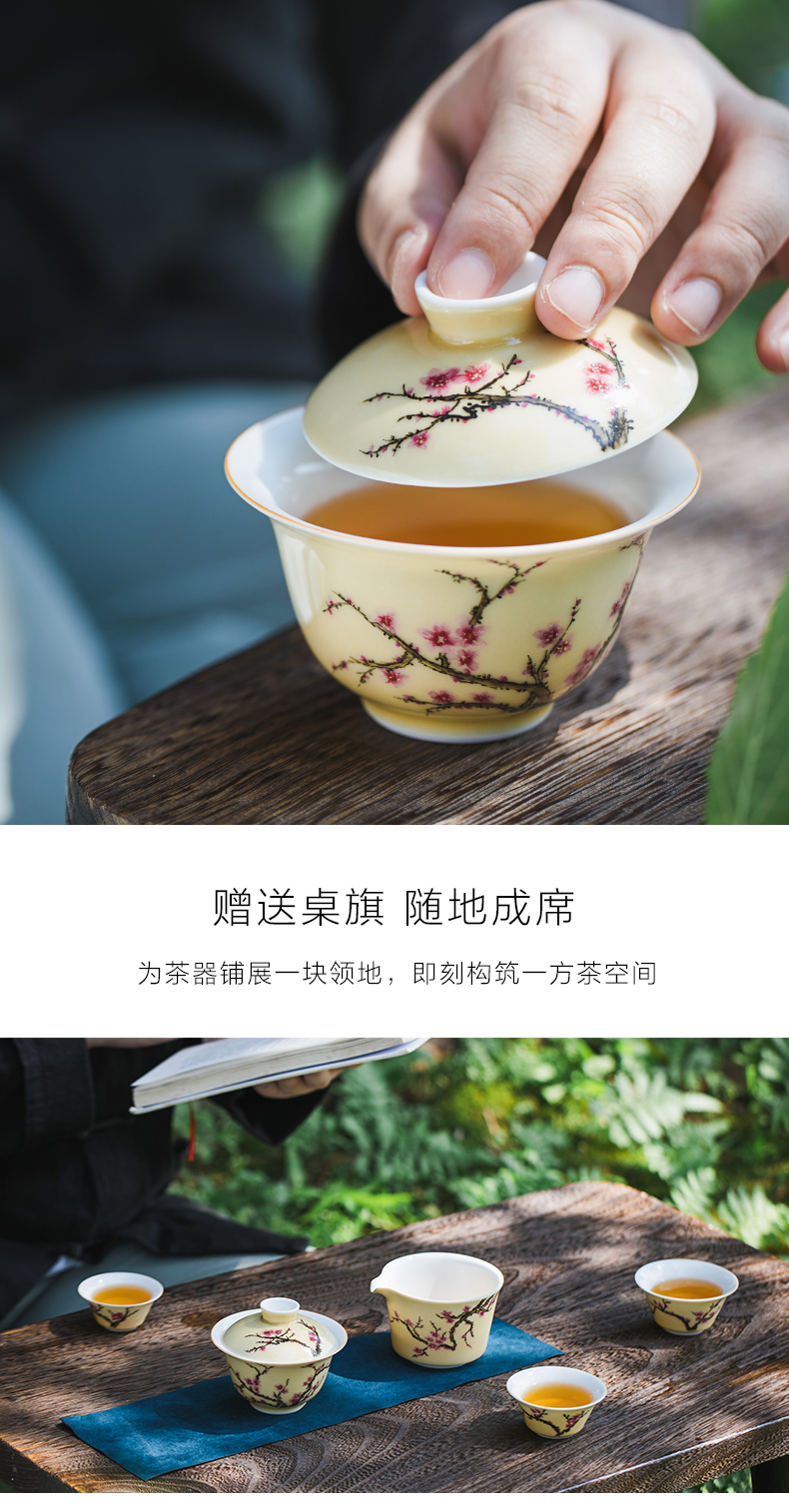 Travel jingdezhen ceramic tea set kung fu tea set is suing tea cups portable hand made enamel crack cup