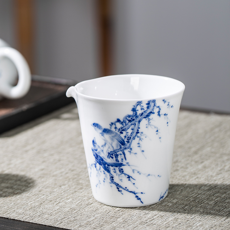 The Owl large portion up jingdezhen blue and white ceramic tea set hand - made justice cup tea cups, kung fu tea tea