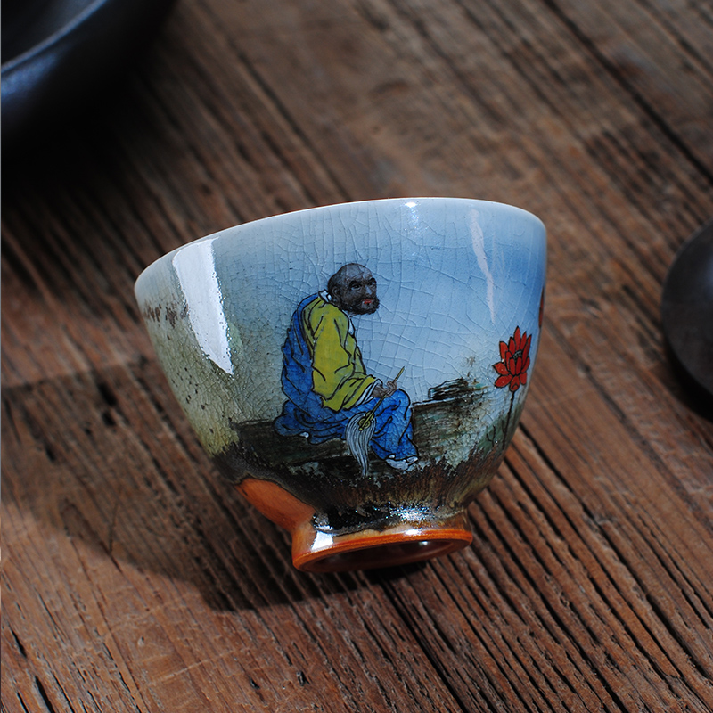 The Owl chai up up with jingdezhen tea sets variable glaze teacup dharma lohan crack glaze tea cup kung fu tea cups