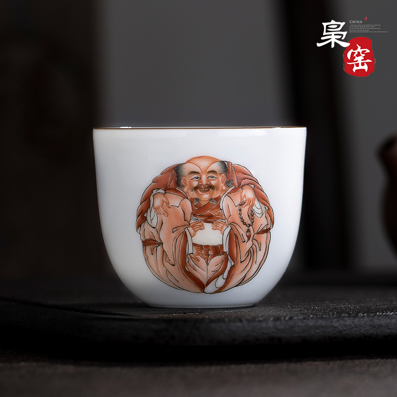 Jingdezhen ceramic tea set kung fu masters cup hand - made cups asked Buddha sample tea cup single CPU hand alum red cup