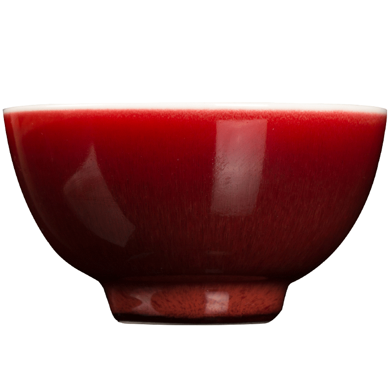 The Owl up jingdezhen tea checking ceramic cups single CPU kongfu master cup draw peach is ruby red glaze cup