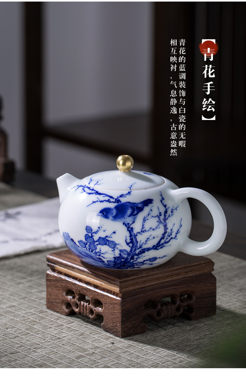 The Owl up with jingdezhen ceramic hand - made porcelain teapot tea kungfu tea set single pot of xi shi pot pay-per-tweet flowers and birds