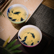 Kiln Jingdezhen tea set handmade ceramic tea cup inner painting Puer Cup Master Cup kung fu tea cup single Cup