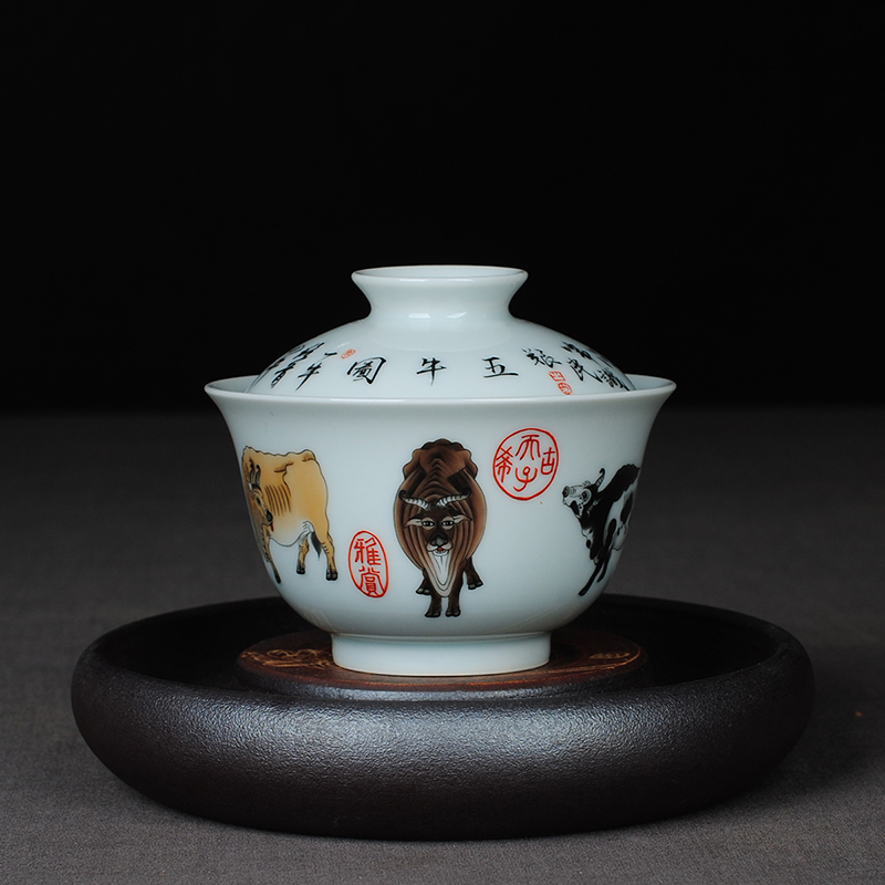 【 7.5 】 jingdezhen pure manual hand - made seiko archaize five NiuTu two tureen
