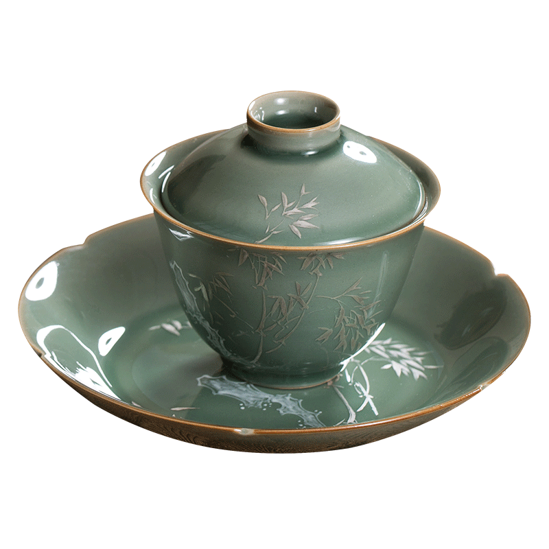 The Owl up with jingdezhen ceramic name plum green tureen tea set manually second cup hand - made see colour elegant bamboo wing cup