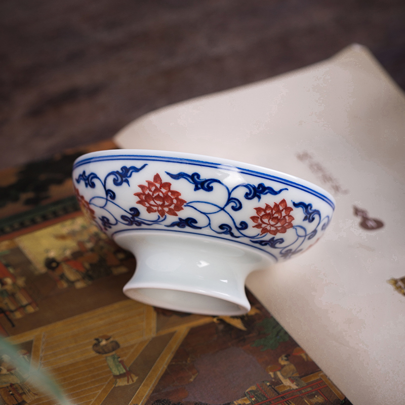 The Owl up jingdezhen hand - made porcelain teacup master cup tea cup double phoenix grain under the glaze color art ceramic tea set