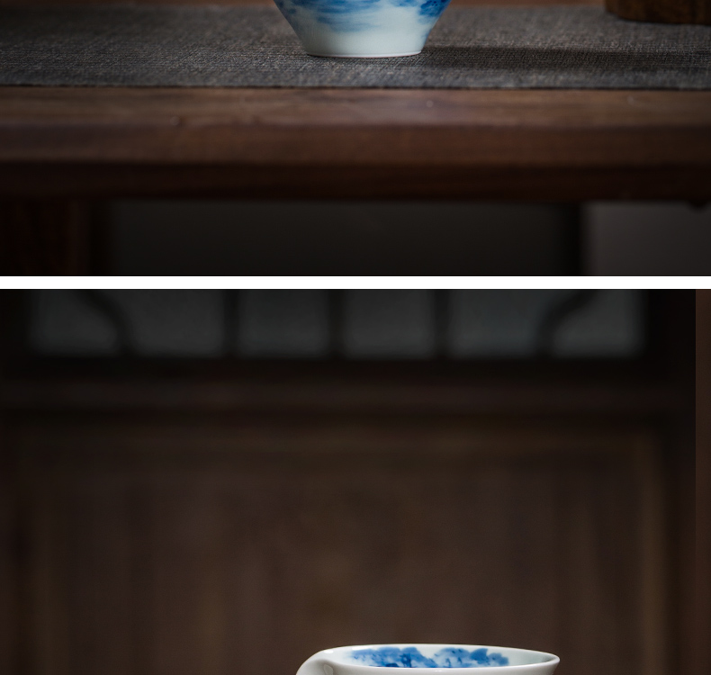 Blue and white landscape large owl up maintain heavy ceramic fair keller kung fu tea tea tea sea points, hand - made