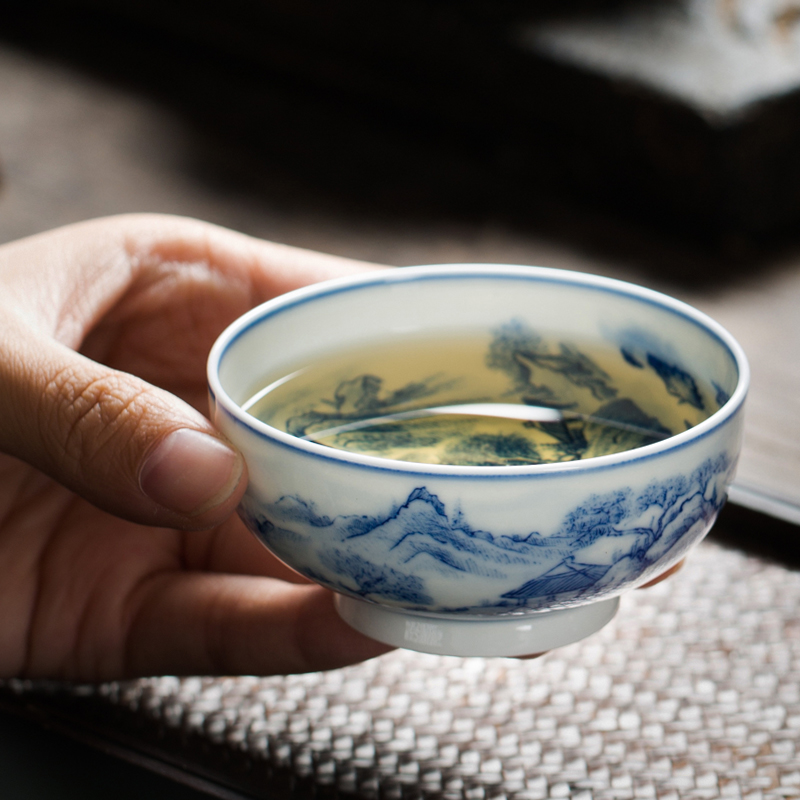 Jingdezhen Ceramic Single Cup Hand-painted Blue Huang Water Painting Personal Cup Tea Cup owner cup