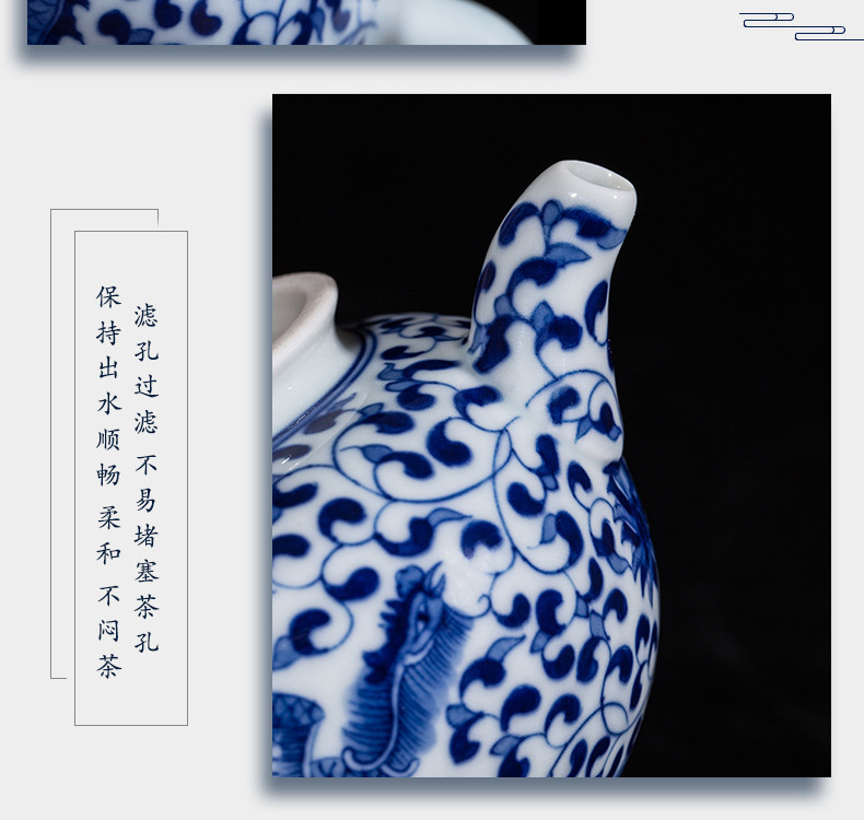 Blue and white teapot owl up jingdezhen ceramics by hand mercifully kung fu tea set branch lotus archaize longfeng lines compose ball pot