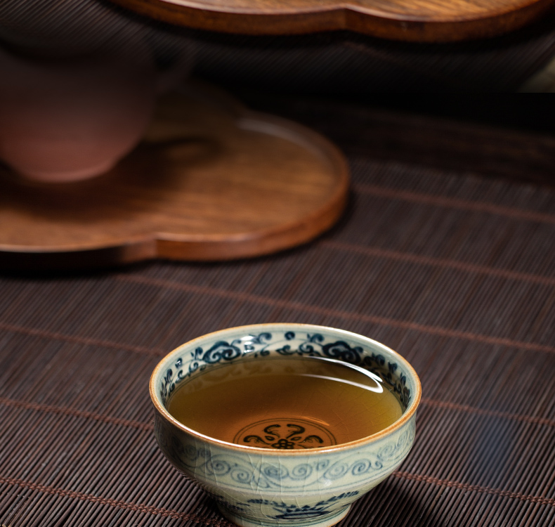 Open the slice owl up with porcelain clay glaze maintain tea archaize master kung fu tea cups cup yuanyang drawing lines