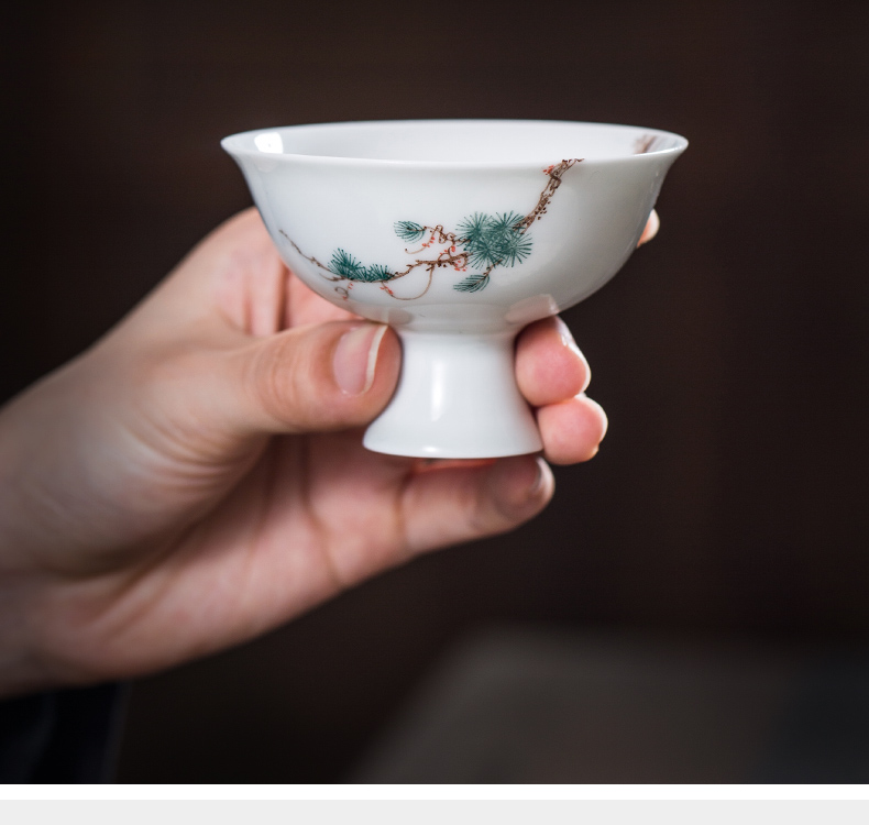 The Owl up jingdezhen ceramics by hand high liquor sample tea cup hand - made glair pine and wall painting of the cup