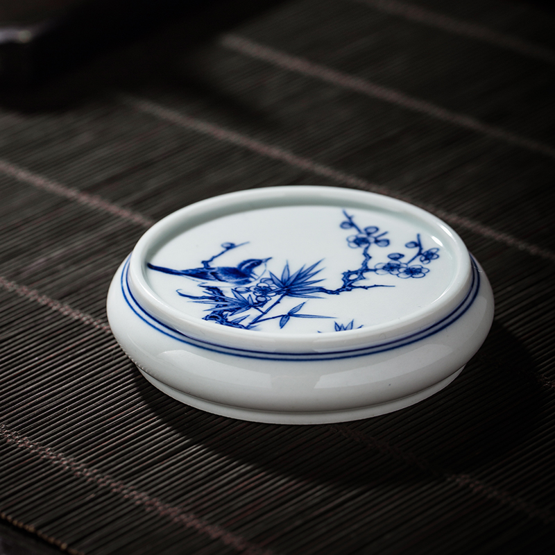 Hand made blue and white porcelain lid manually galate buy tea tea accessories with the name plum and the bamboo kingfishers tea furnishing articles