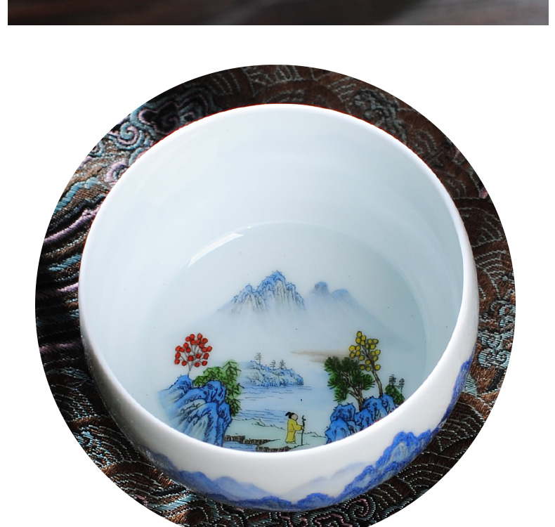 The Owl up jingdezhen tea hand - made pastel landscape master kung fu tea cups cup sample tea cup drawing single CPU