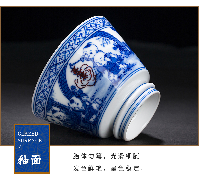 Antique owl up with jingdezhen ceramic tea set sample tea cup cup master cup pure hand - made porcelain lad cups