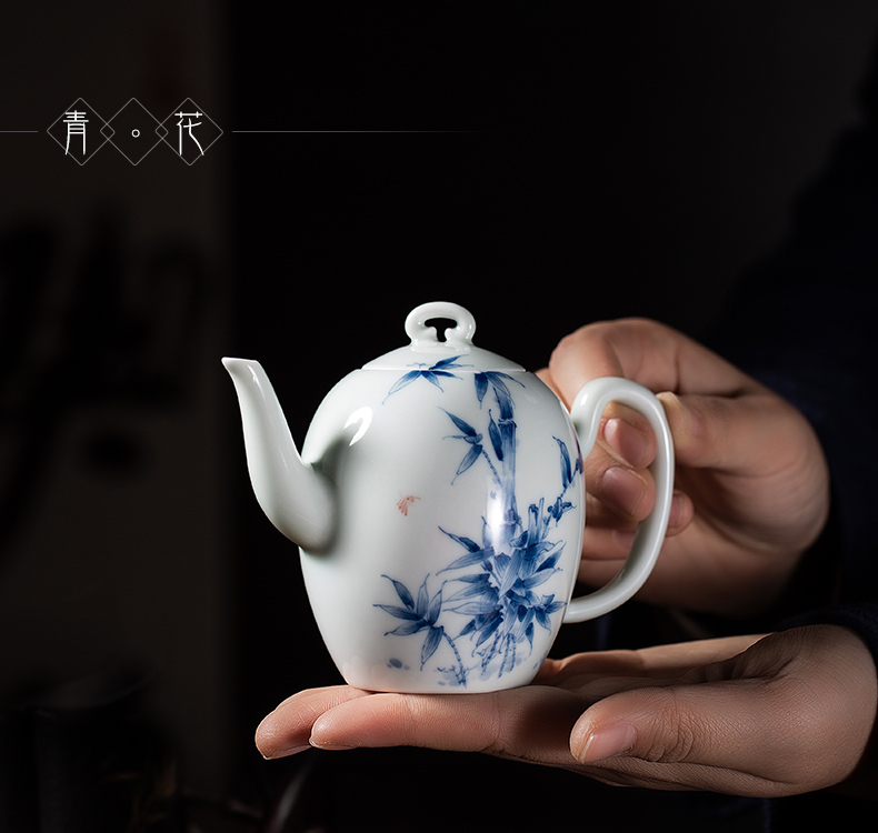 The Owl up jingdezhen porcelain hand - made tea service manual ceramic elegant bamboo beauty shoulder the teapot tea kungfu tea set