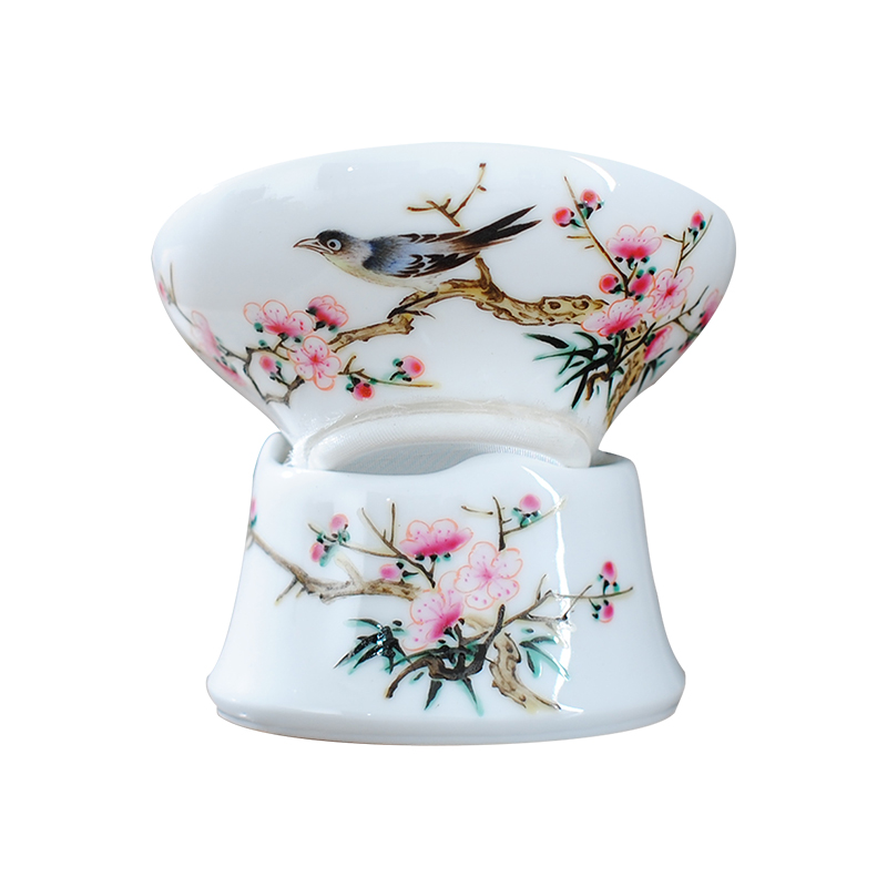 Jingdezhen ceramic kung fu tea set with parts hand - made painting of flowers and tea tea strainer screen pack tea strainer)