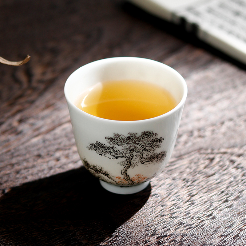Jingdezhen ceramic teacups hand - made color ink landscape sample tea cup single CPU kunfu tea tea set personal cup