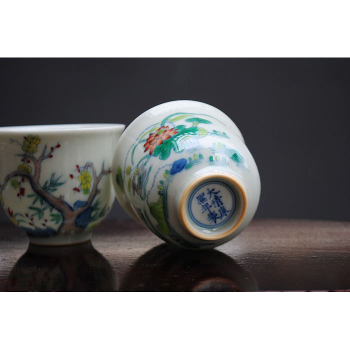 Owl up jingdezhen manual archaize color blue and white porcelain dou hand - made tea sets. The God of kung fu tea cups