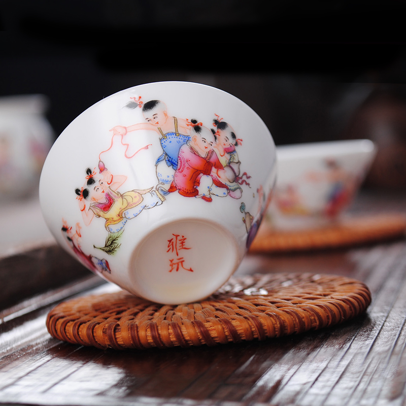 The Owl up with jingdezhen ceramic sample tea cup tea cups single CPU hand - made pastel kung fu tea set perfectly playable cup