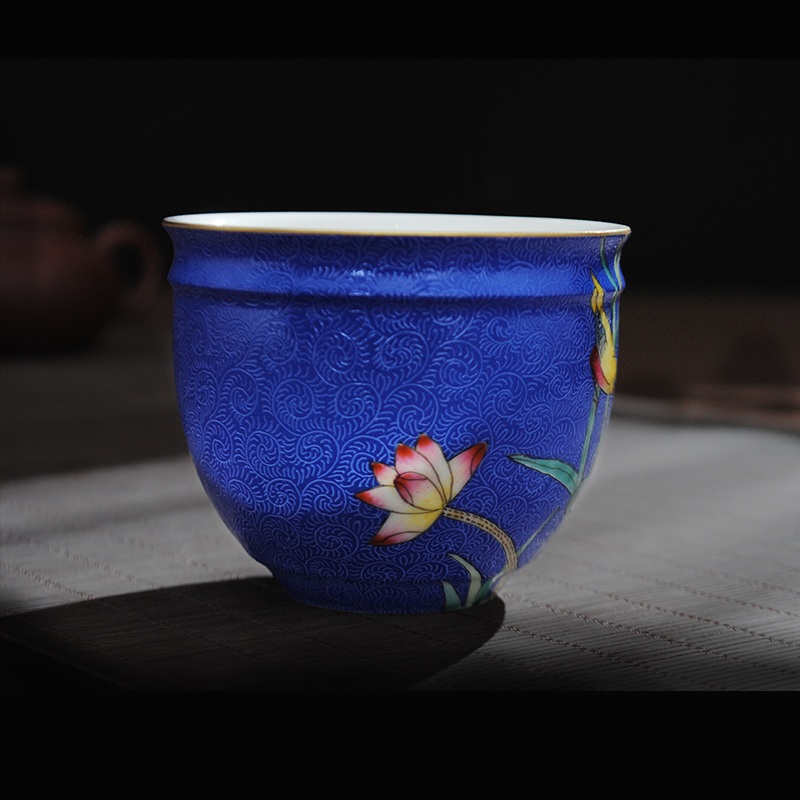 Jingdezhen ceramic tea set large master cup single CPU hand - made pick flowers individual sample tea cup flower on kung fu tea cups
