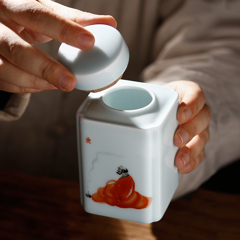 Jingdezhen ceramic tea pot small painting storage tanks seal pot of kung fu tea accessories pastel painting POTS