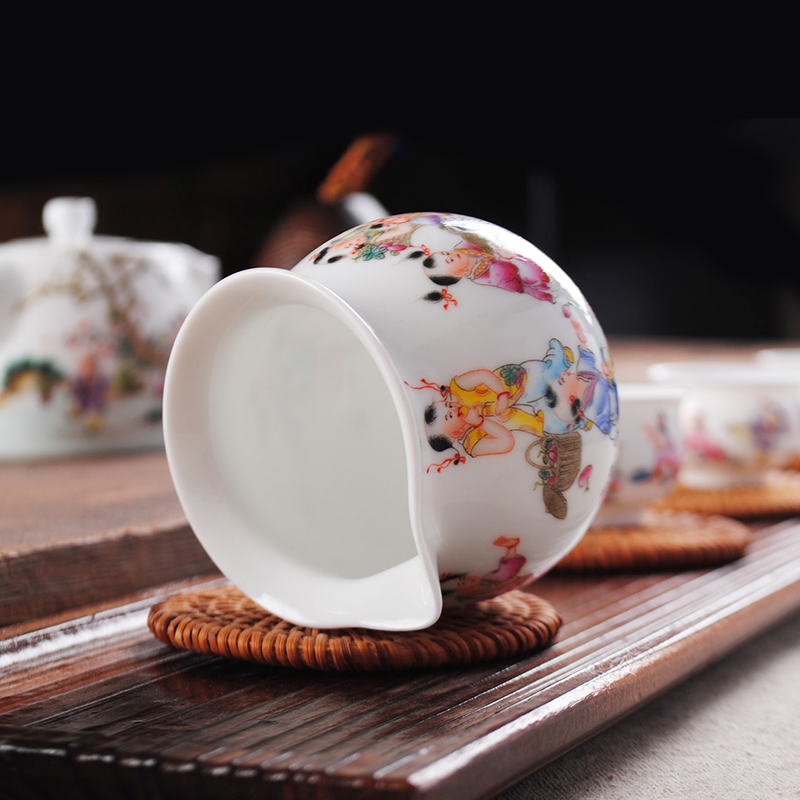 Jingdezhen hand - made famille rose porcelain fair keller kung fu tea tea set points is pure manual tea cup GongDaoBei