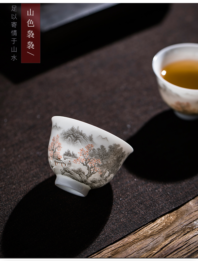 Jingdezhen ceramic color ink landscape cup sample tea cup manual kung fu noggin single CPU hand - made personal tea cups