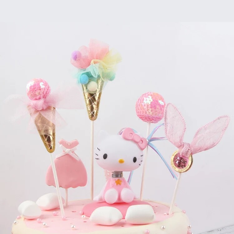New ice cream cake decoration four-color summer cool cake decoration plug-in baking dessert plug-in
