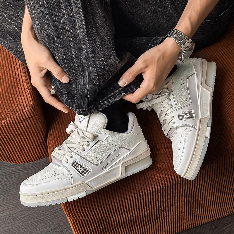 Kangshi Yishu Trendy Men's Shoes White Cement Sports Casual Low-Top Sneakers 2026 New Fashion Versatile White Shoes