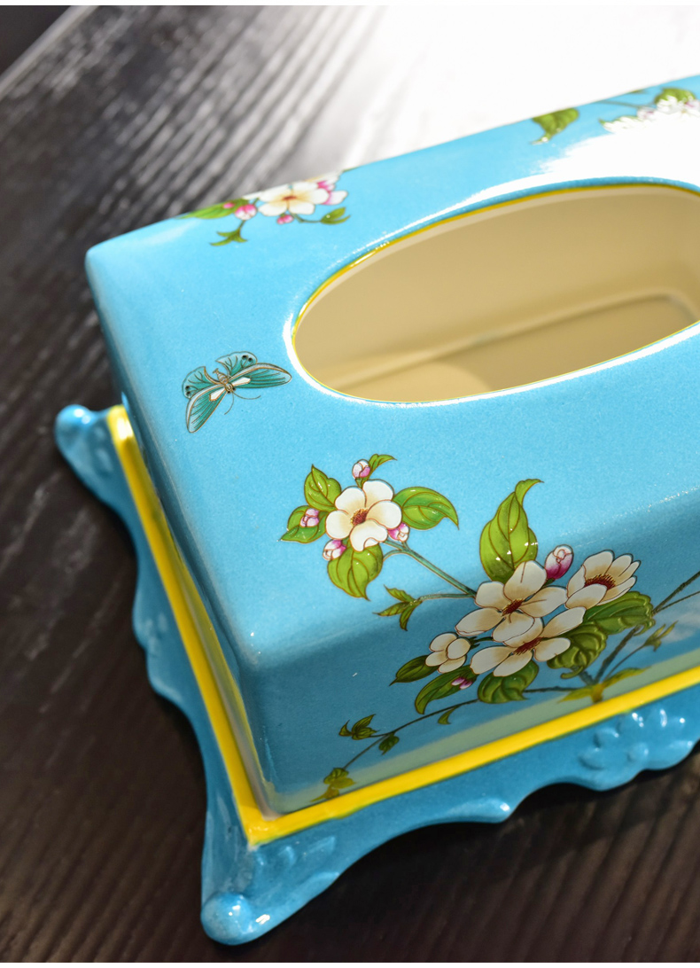 Europe type restoring ancient ways of new Chinese style dining - room sitting room tea table as ceramic pump cartons American household adornment tissue box furnishing articles